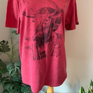 BNWOT One Love Moose Tee smoking a J